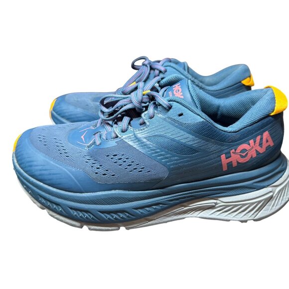 Hoka One One Stinson ATR 6 Trail Running Shoes Size 9 Blue/Yellow - Picture 4 of 12